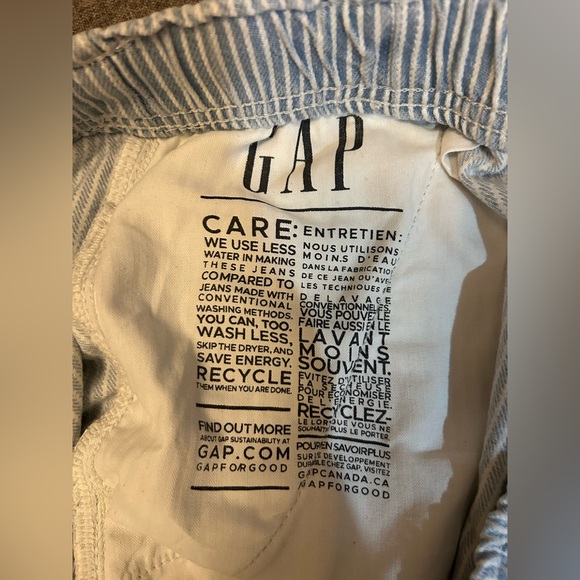 GAP Blue Striped Wide Leg Barrel Horseshoe Pants Size Large - Picture 10 of 10